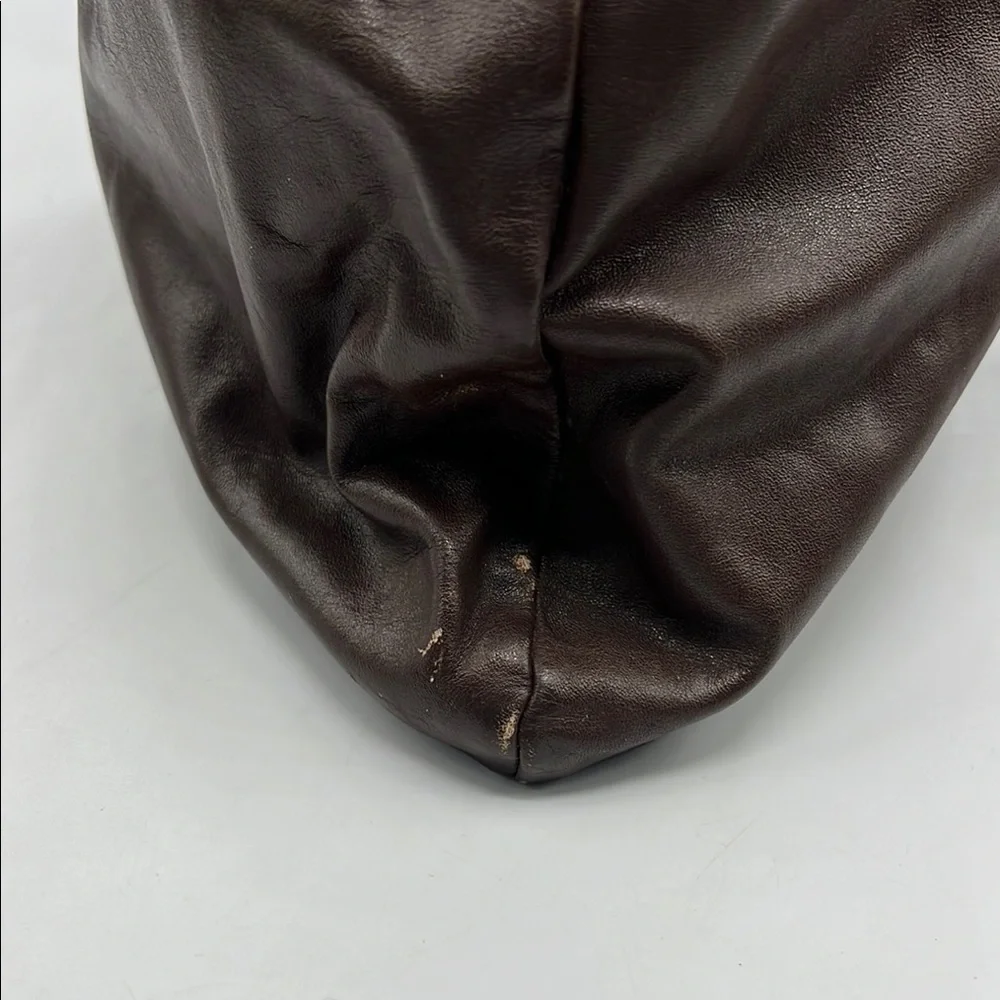 Gaitan Dark Brown Orange Handpainted Florals Tooled Leather‎ Trim Vintage RARE